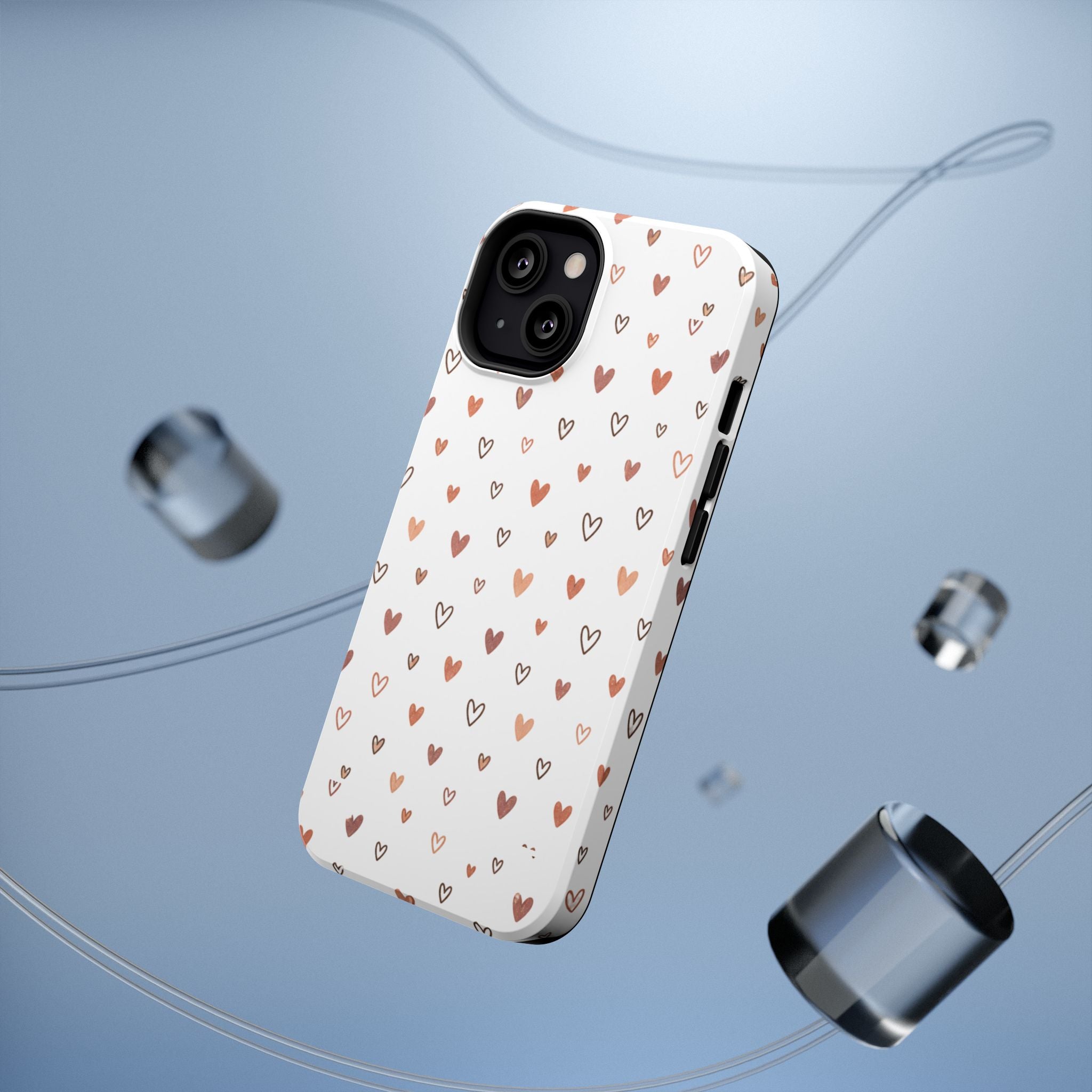 Heart Doodle Impact-Resistant Phone Case — Cute Neutral Tiny Hearts Design