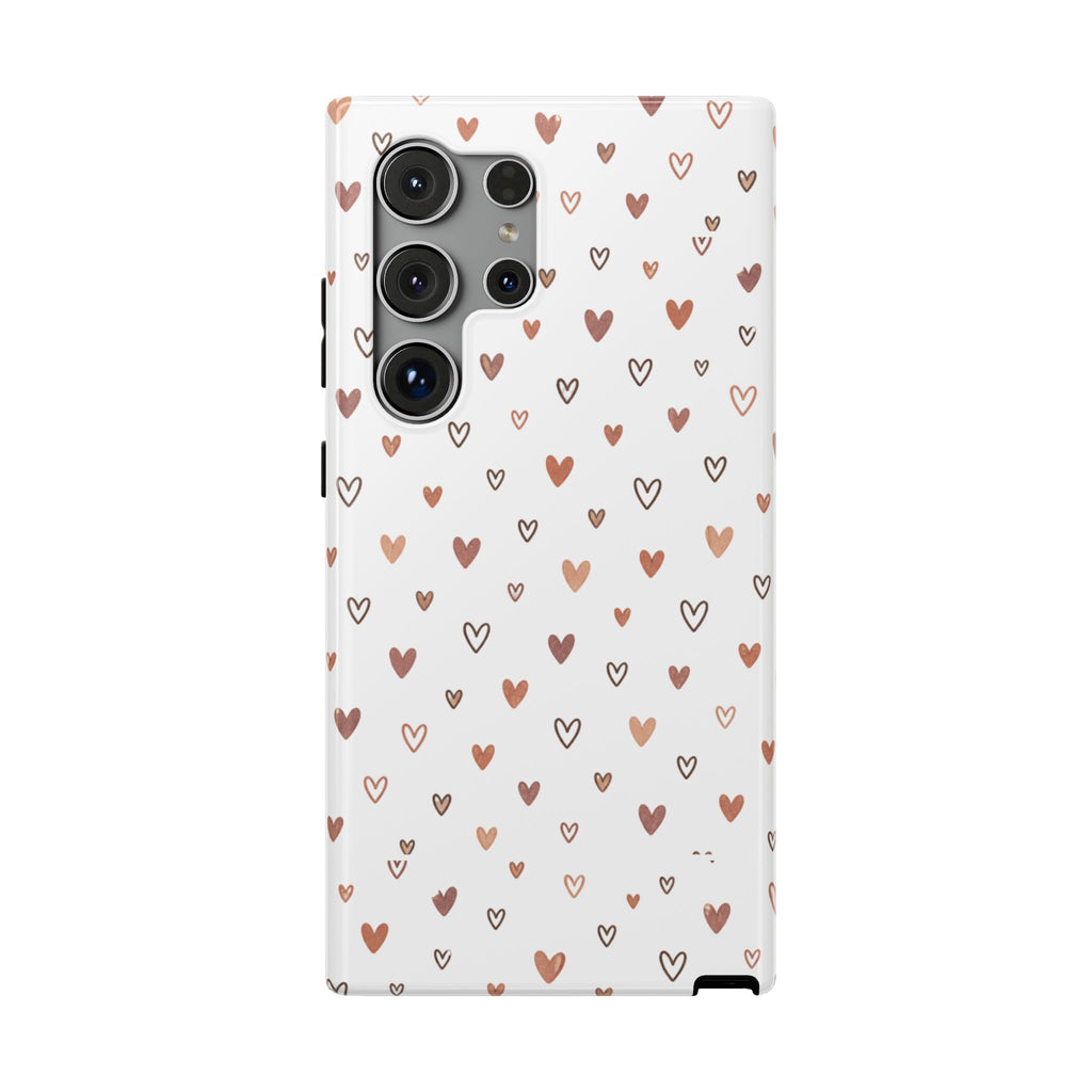 Heart Doodle Impact-Resistant Phone Case — Cute Neutral Tiny Hearts Design