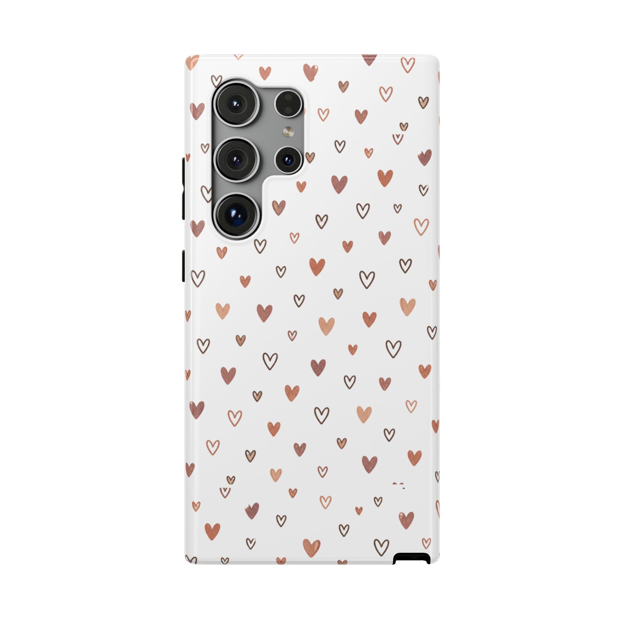 Heart Doodle Impact-Resistant Phone Case — Cute Neutral Tiny Hearts Design