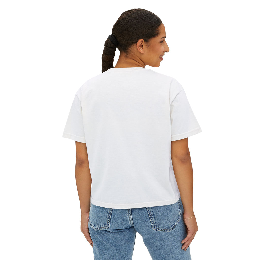 Cute Cosmic Cat Boxy Tee — Women's Graphic T-Shirt
