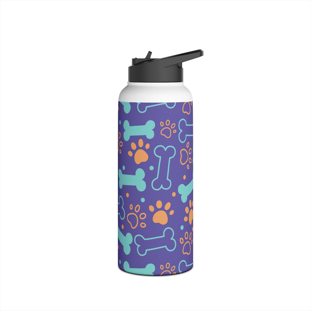 Dog Bone Paw Print Stainless Steel Water Bottle — Cute Pet Lover Insulated Bottle Printify