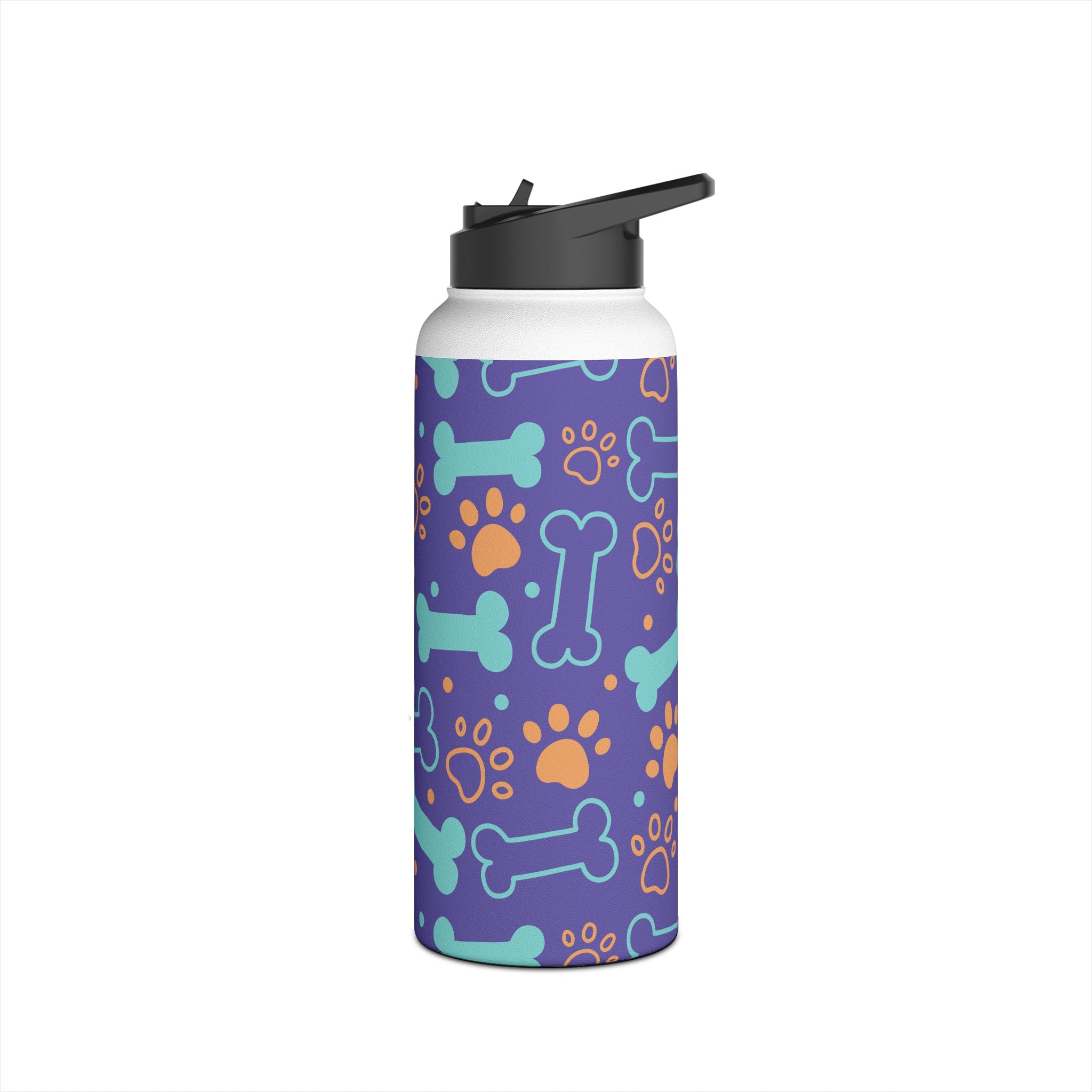 Dog Bone Paw Print Stainless Steel Water Bottle — Cute Pet Lover Insulated Bottle Printify