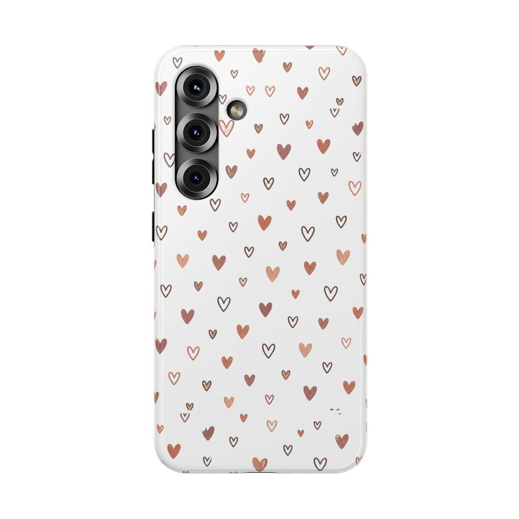 Heart Doodle Impact-Resistant Phone Case — Cute Neutral Tiny Hearts Design