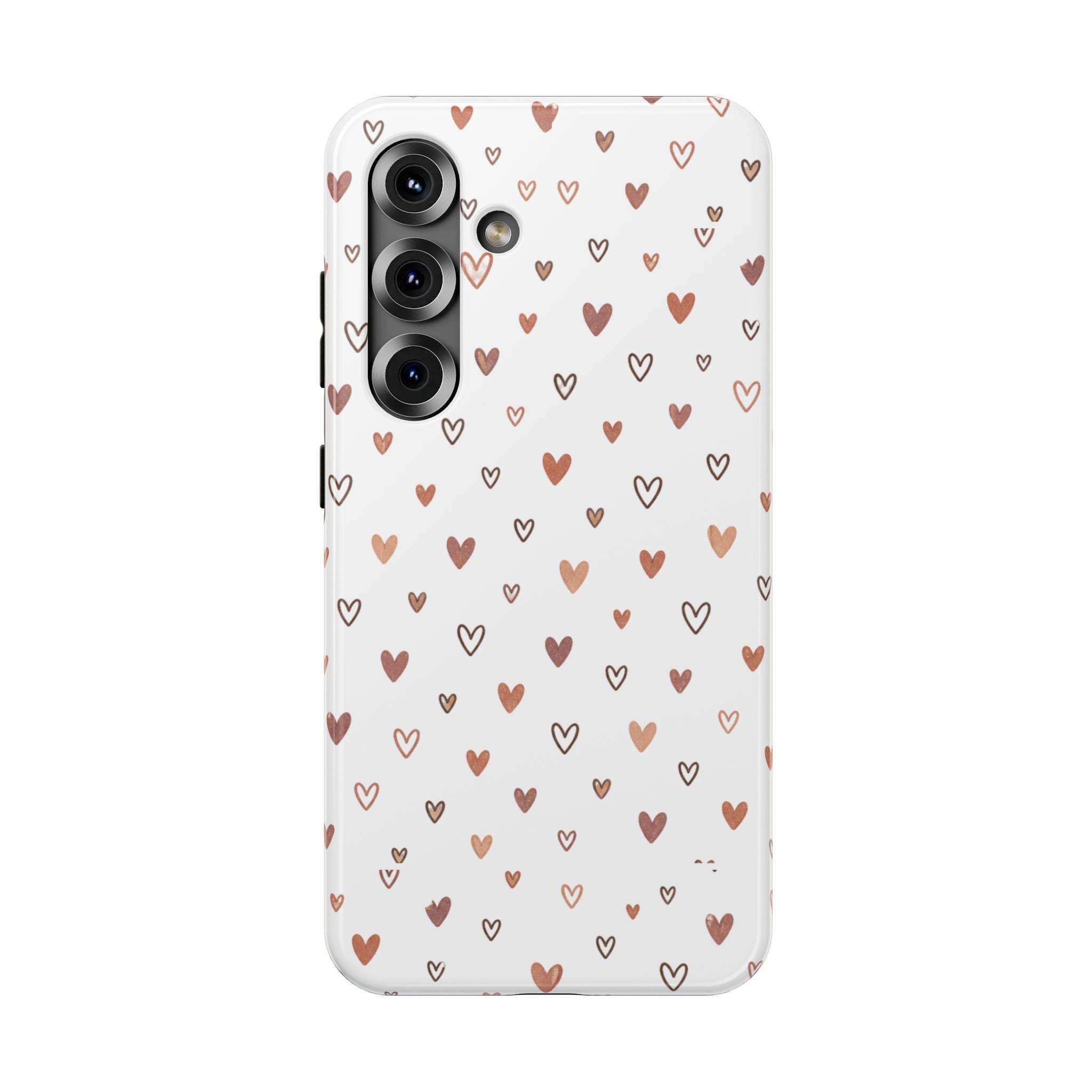 Heart Doodle Impact-Resistant Phone Case — Cute Neutral Tiny Hearts Design