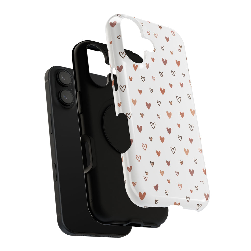 Heart Doodle Impact-Resistant Phone Case — Cute Neutral Tiny Hearts Design