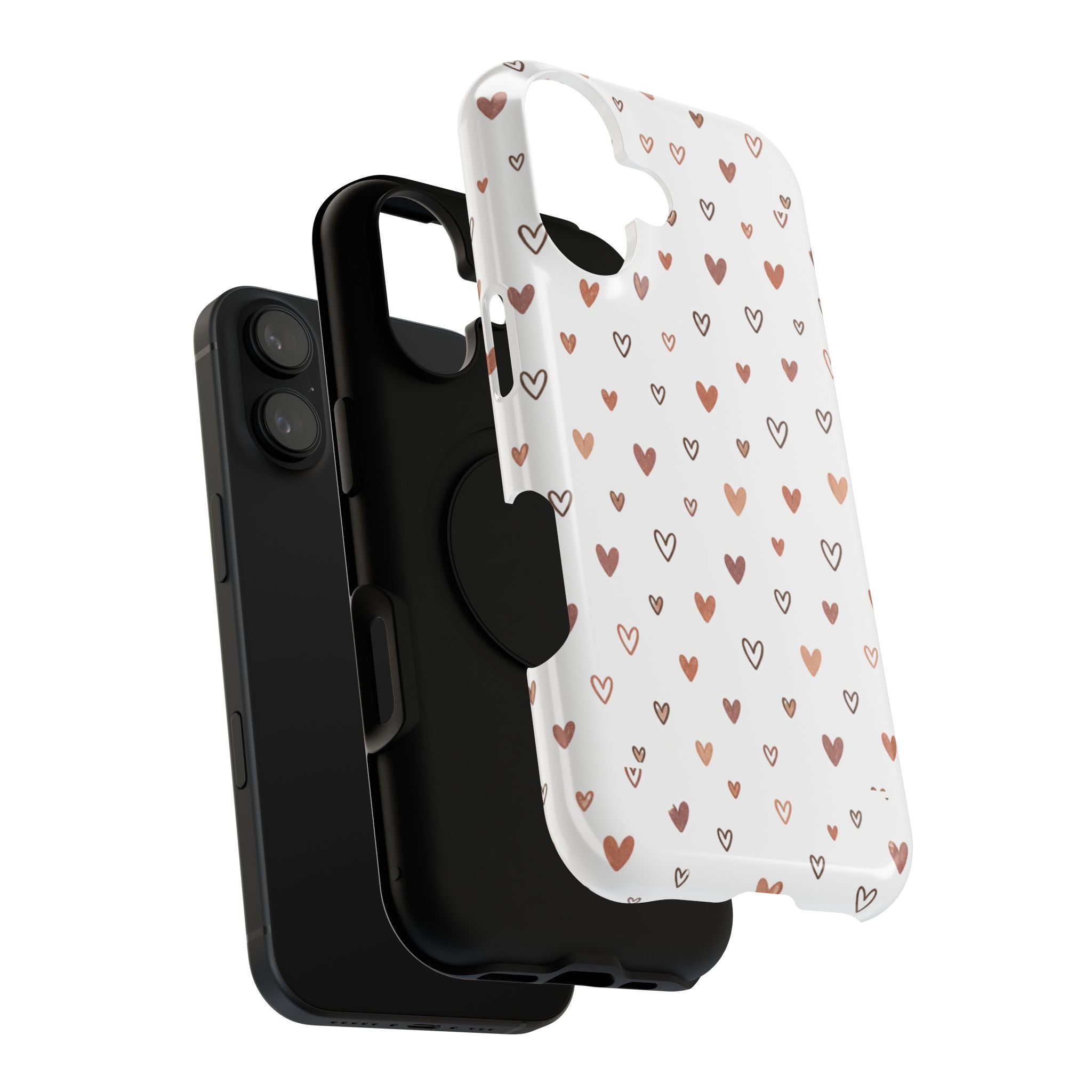 Heart Doodle Impact-Resistant Phone Case — Cute Neutral Tiny Hearts Design