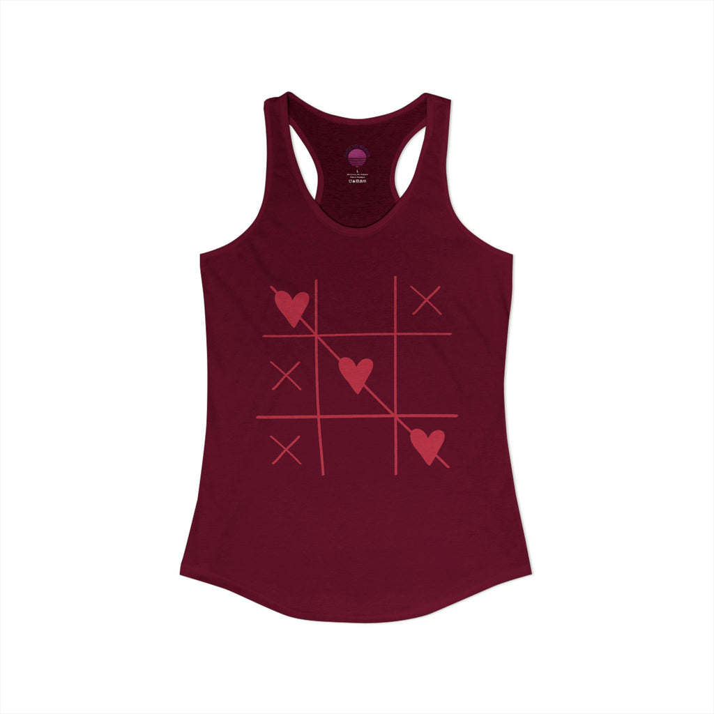 Heart Tic Tac Toe Women’s Racerback Tank — Cute Valentine’s Game Tee