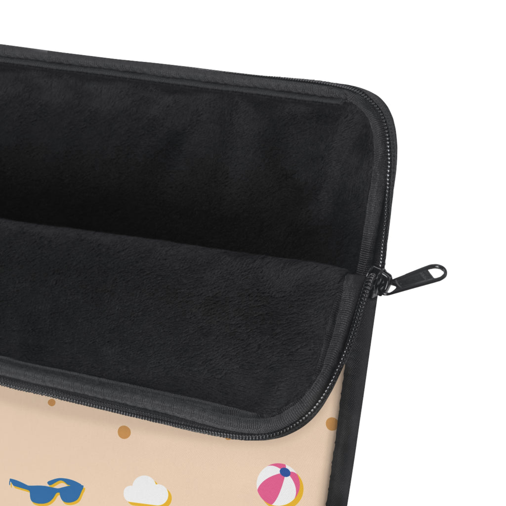 Beach Pattern Laptop Sleeve — Sunglasses, Beach Balls & Clouds Design