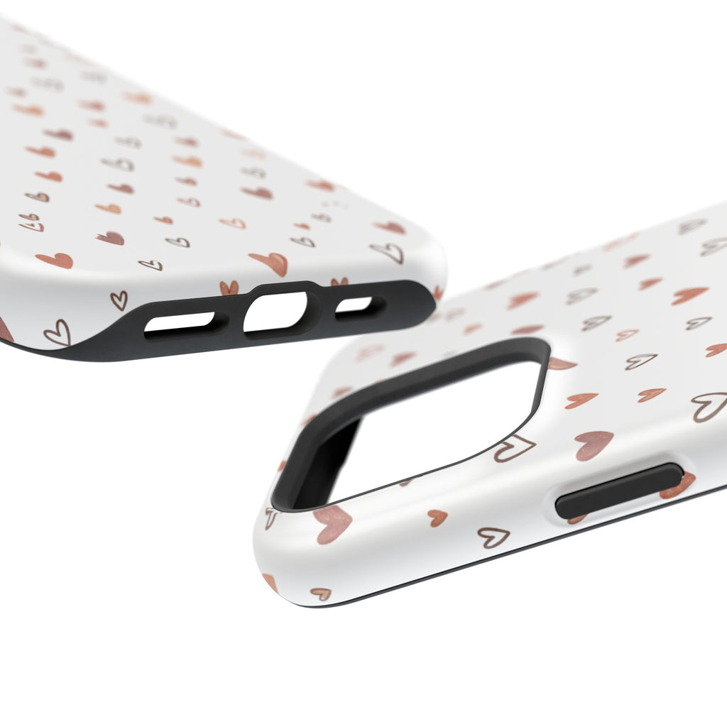Heart Doodle Impact-Resistant Phone Case — Cute Neutral Tiny Hearts Design