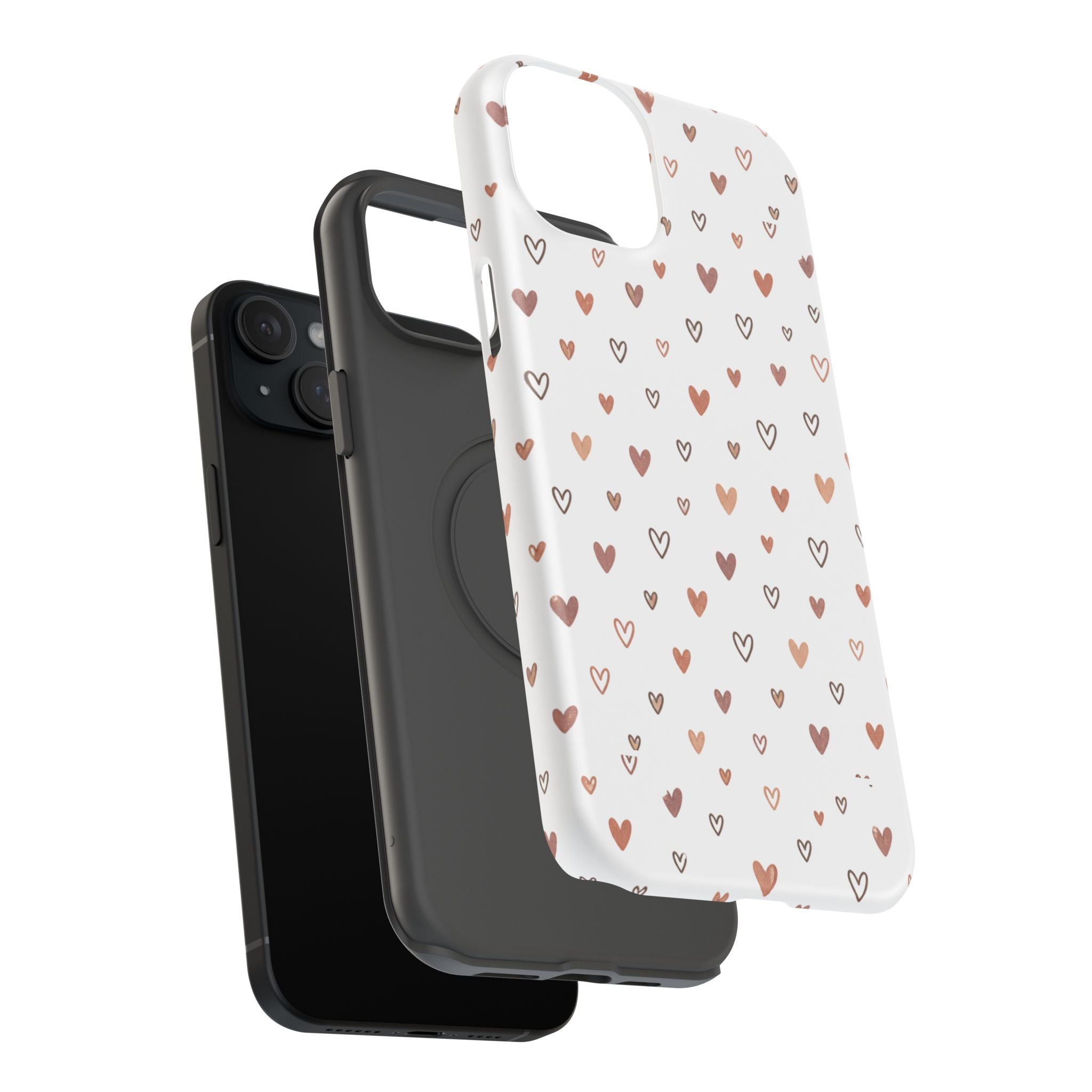 Heart Doodle Impact-Resistant Phone Case — Cute Neutral Tiny Hearts Design