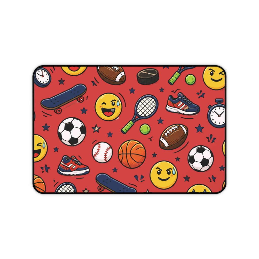 Back To School Sports Emojis Desk Mat — Athletic Pattern Mouse Pad for Kids & Teens