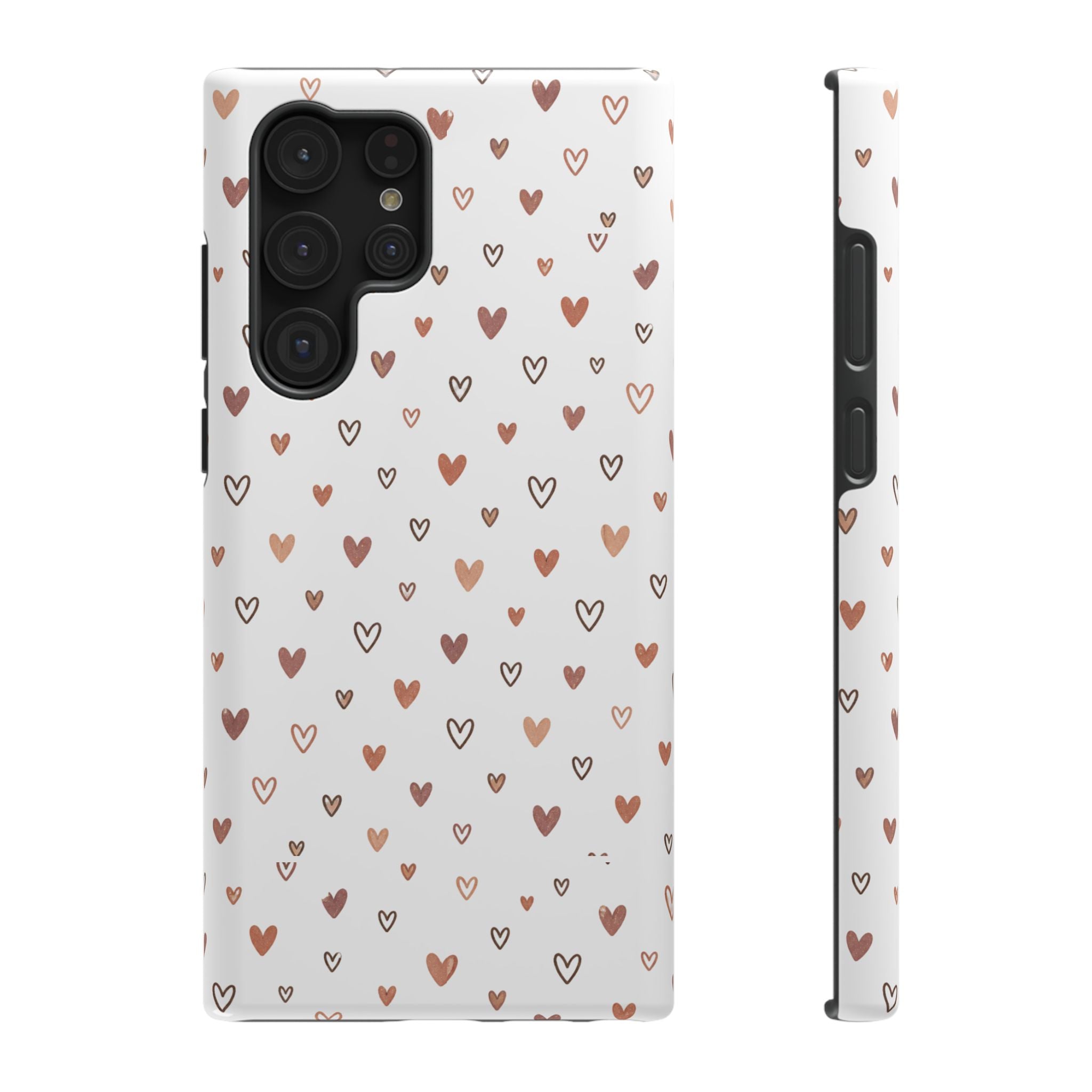 Heart Doodle Impact-Resistant Phone Case — Cute Neutral Tiny Hearts Design