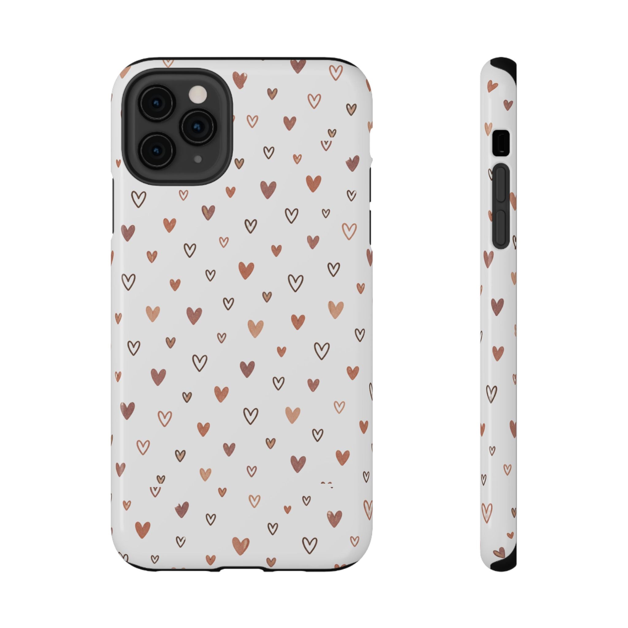 Heart Doodle Impact-Resistant Phone Case — Cute Neutral Tiny Hearts Design