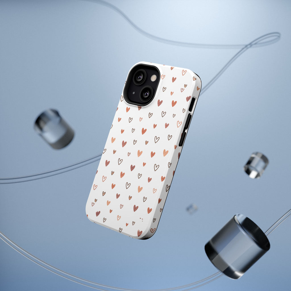Heart Doodle Impact-Resistant Phone Case — Cute Neutral Tiny Hearts Design