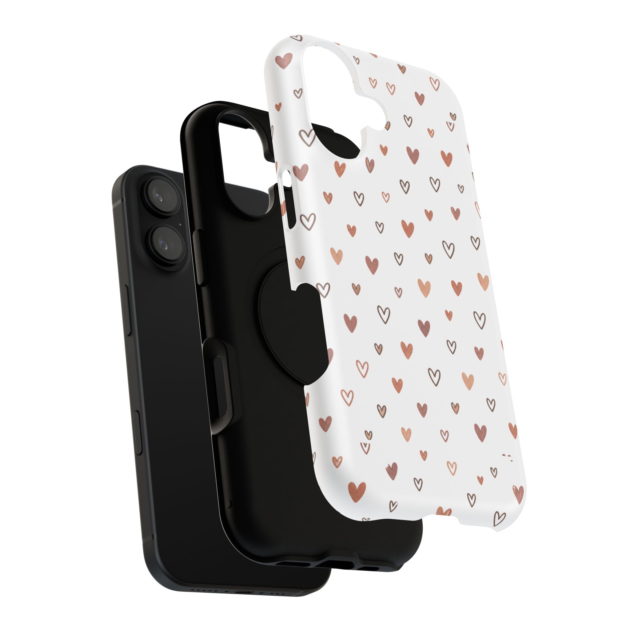 Heart Doodle Impact-Resistant Phone Case — Cute Neutral Tiny Hearts Design
