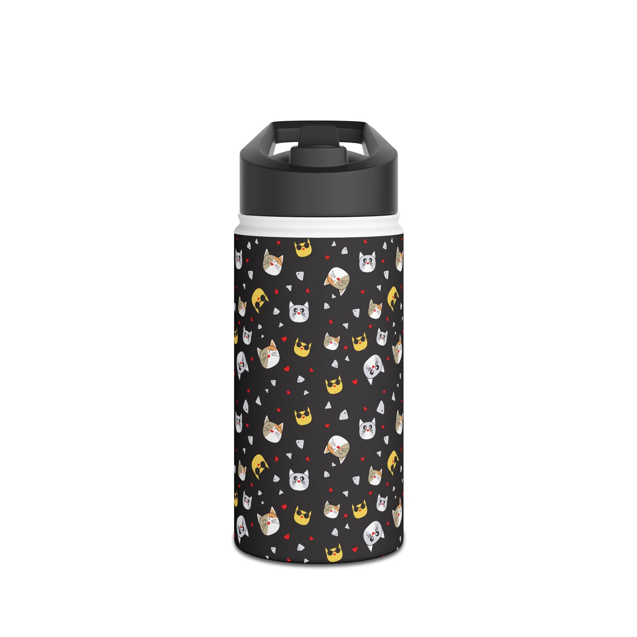 Kawaii Cat Faces Stainless Steel Water Bottle Printify