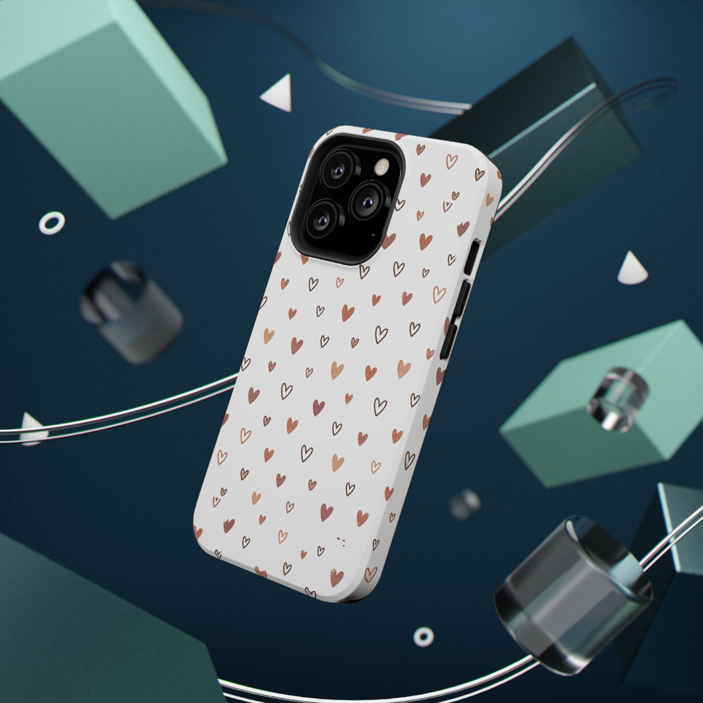Heart Doodle Impact-Resistant Phone Case — Cute Neutral Tiny Hearts Design