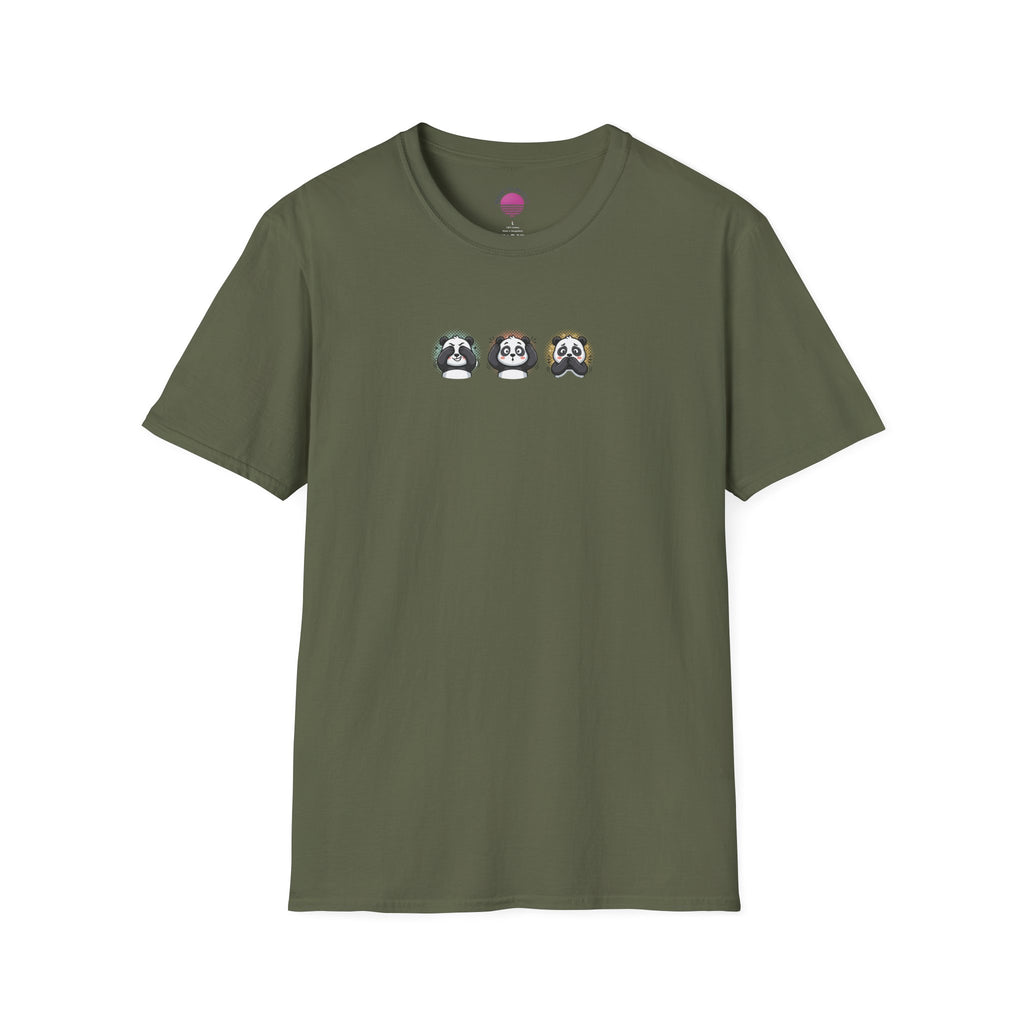 Panda Trio Graphic T-Shirt — Cute Cartoon Panda Faces Tee