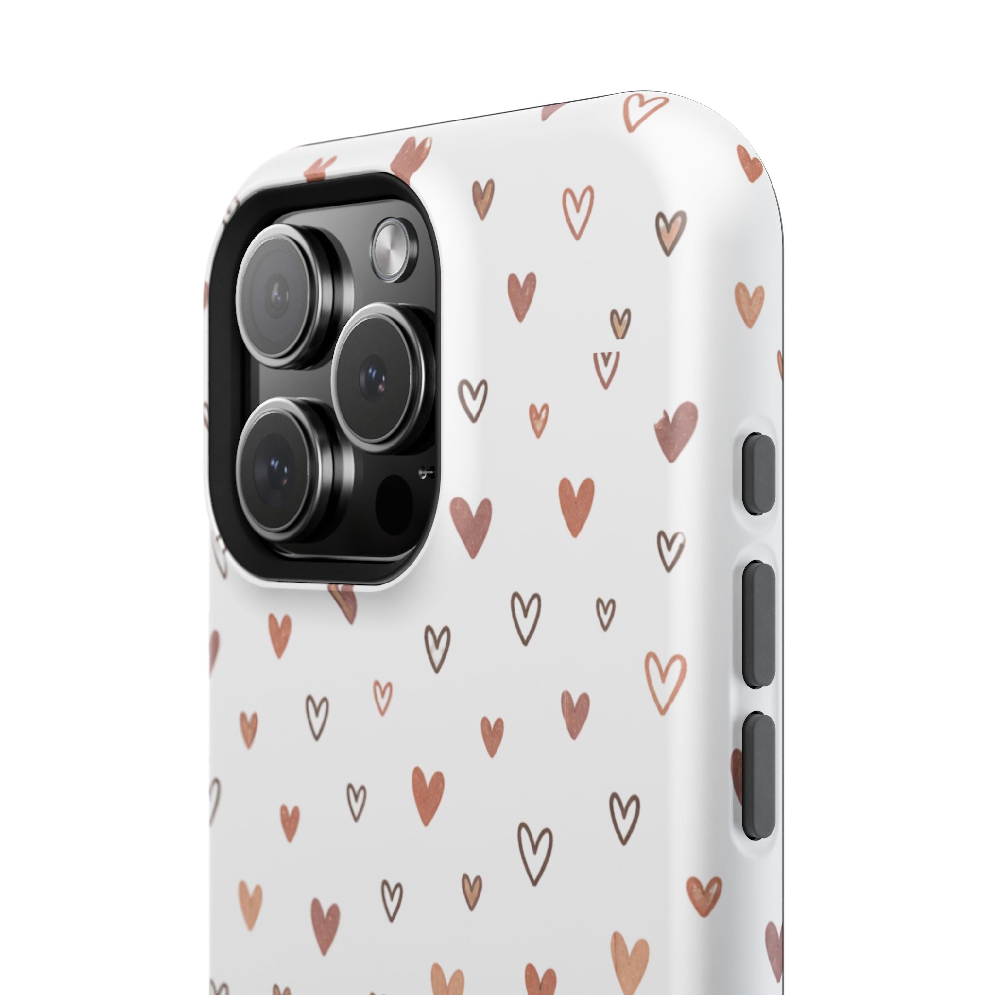 Heart Doodle Impact-Resistant Phone Case — Cute Neutral Tiny Hearts Design