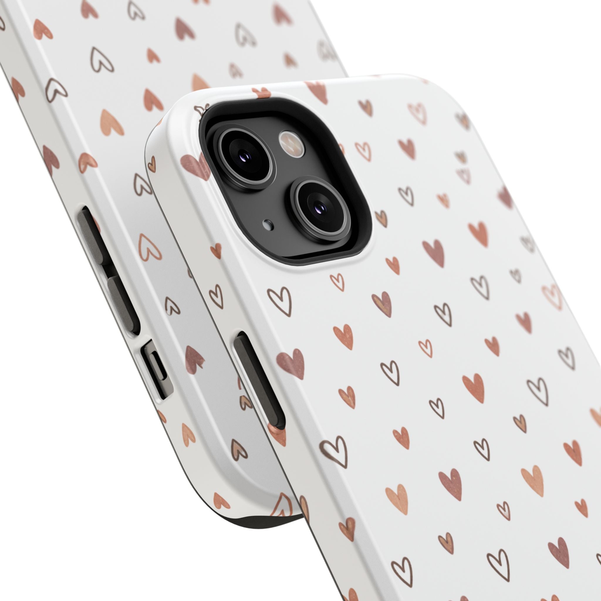 Heart Doodle Impact-Resistant Phone Case — Cute Neutral Tiny Hearts Design