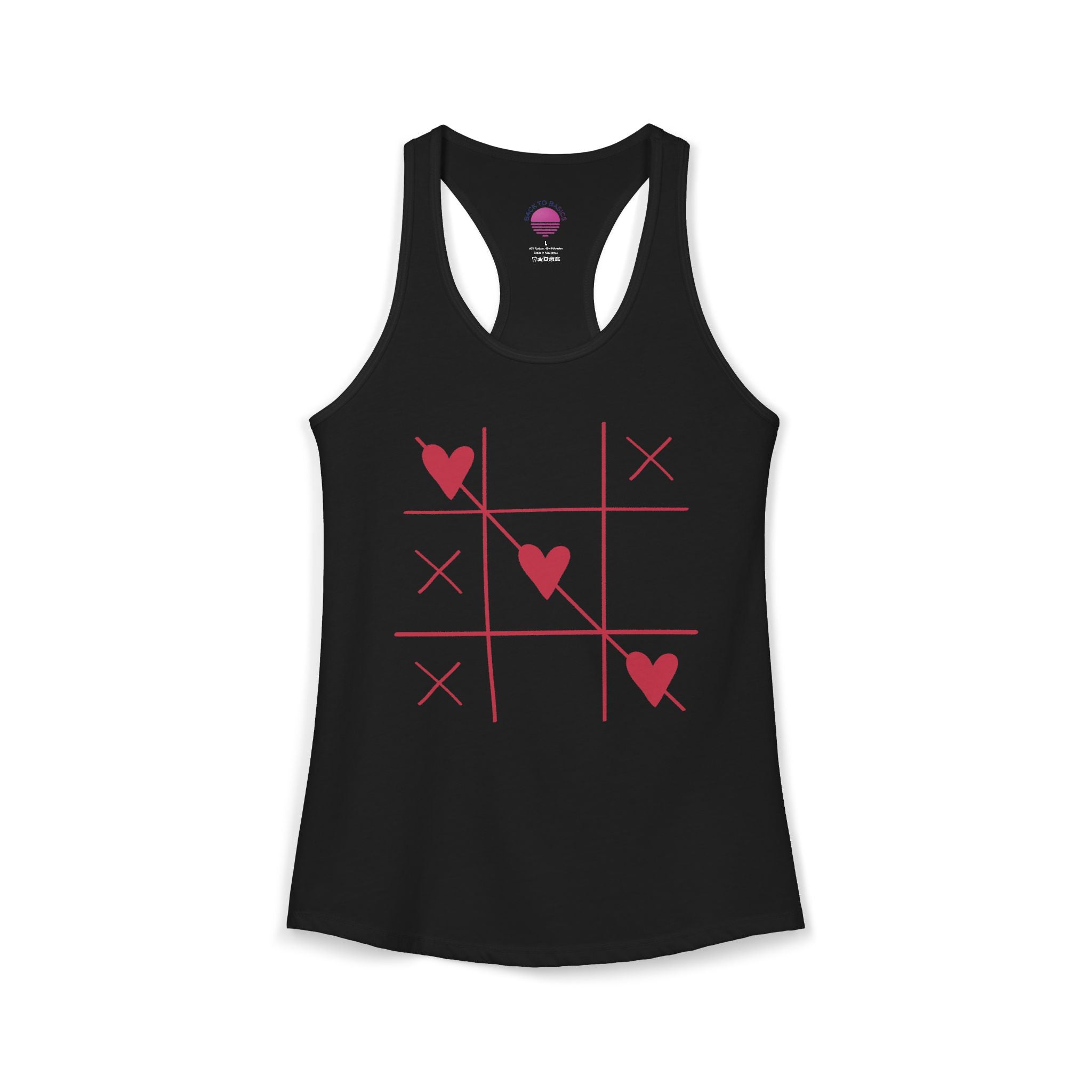 Heart Tic Tac Toe Women’s Racerback Tank — Cute Valentine’s Game Tee