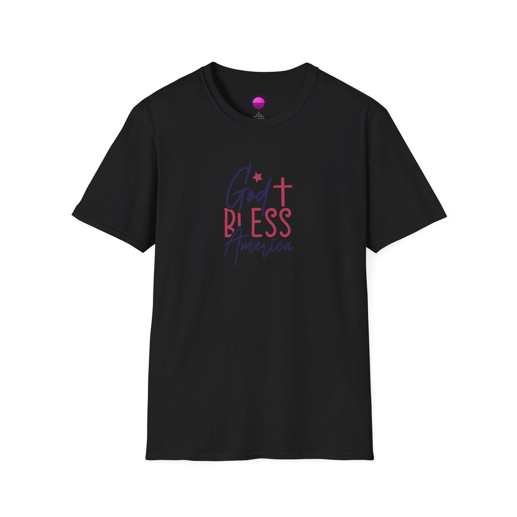 God Bless America Patriotic Christian T-Shirt with Cross