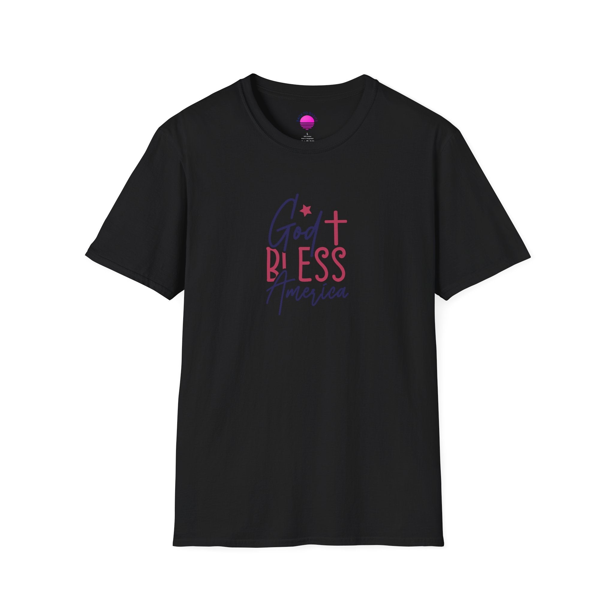 God Bless America Patriotic Christian T-Shirt with Cross