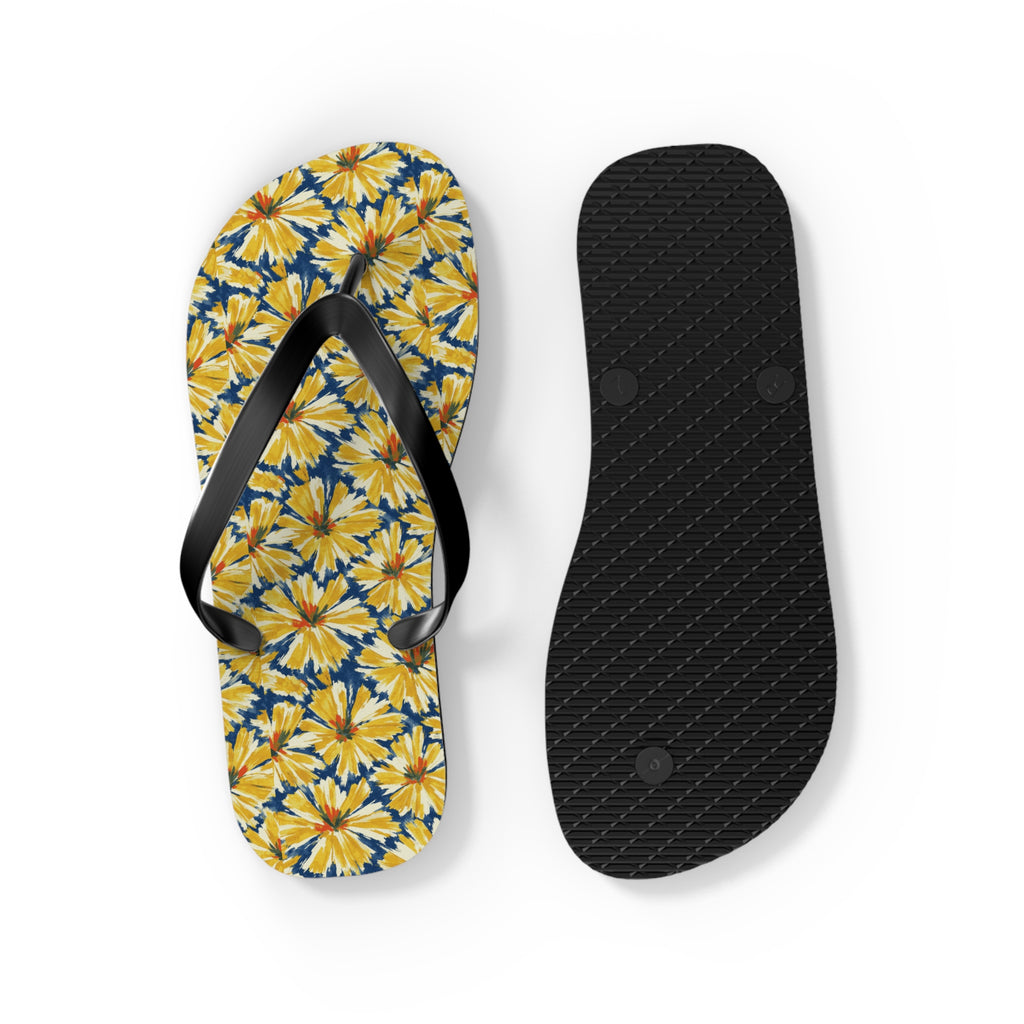 Yellow Daisy Flip Flops – Floral Beach Sandals Printify