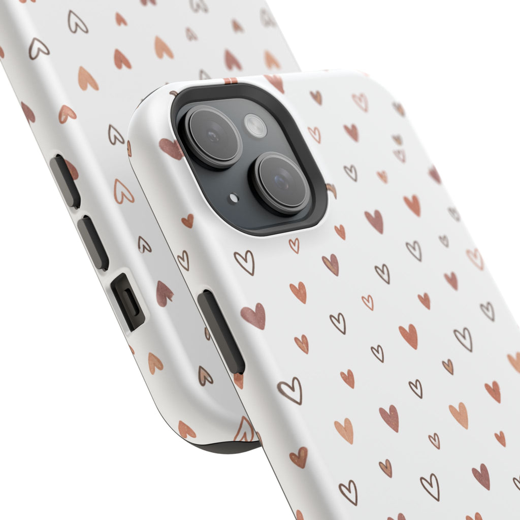 Heart Doodle Impact-Resistant Phone Case — Cute Neutral Tiny Hearts Design