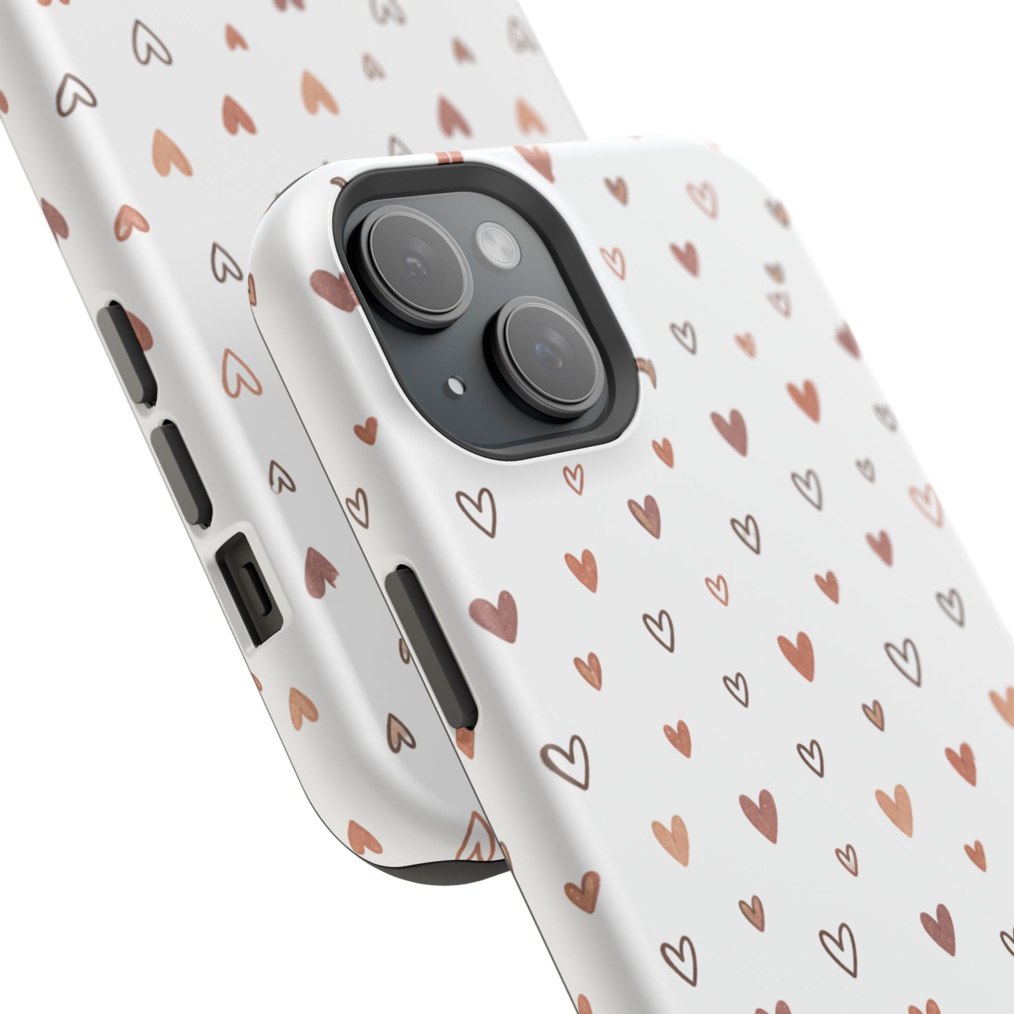Heart Doodle Impact-Resistant Phone Case — Cute Neutral Tiny Hearts Design