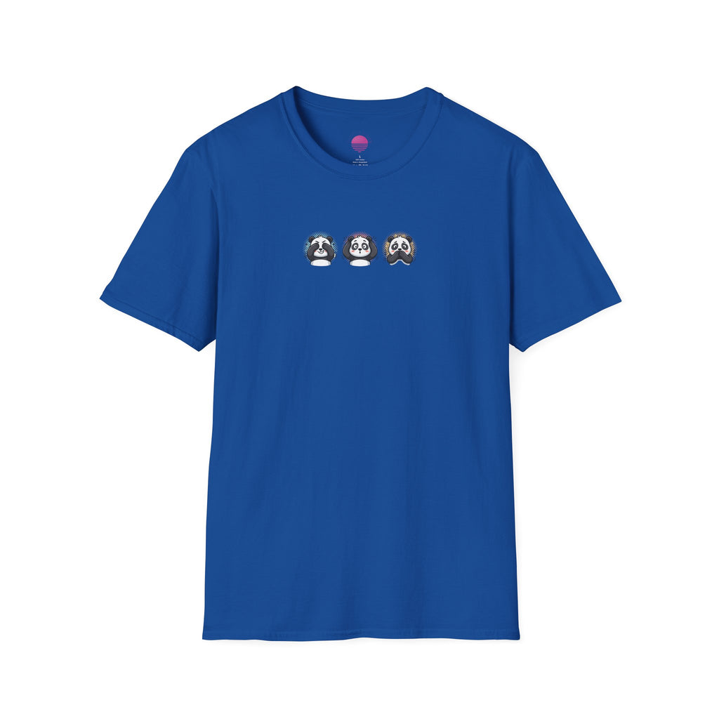 Panda Trio Graphic T-Shirt — Cute Cartoon Panda Faces Tee
