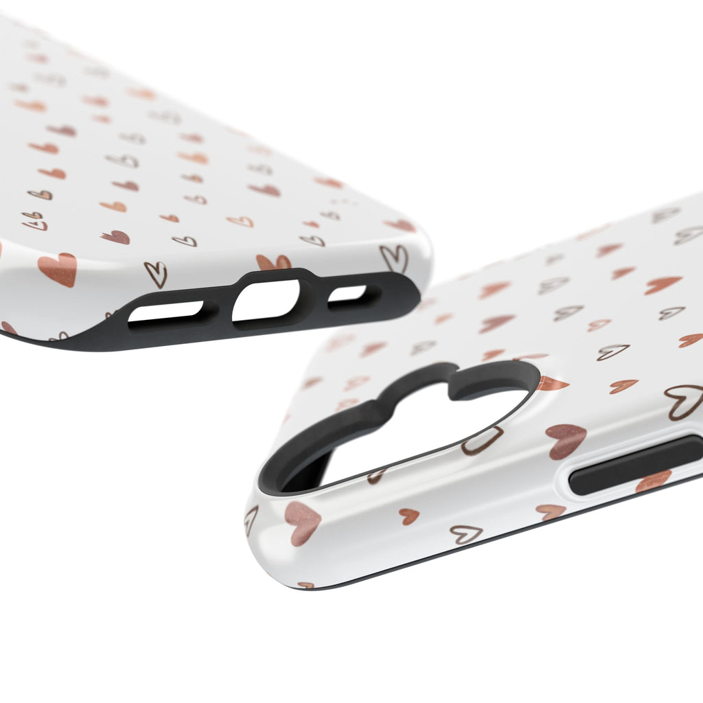 Heart Doodle Impact-Resistant Phone Case — Cute Neutral Tiny Hearts Design