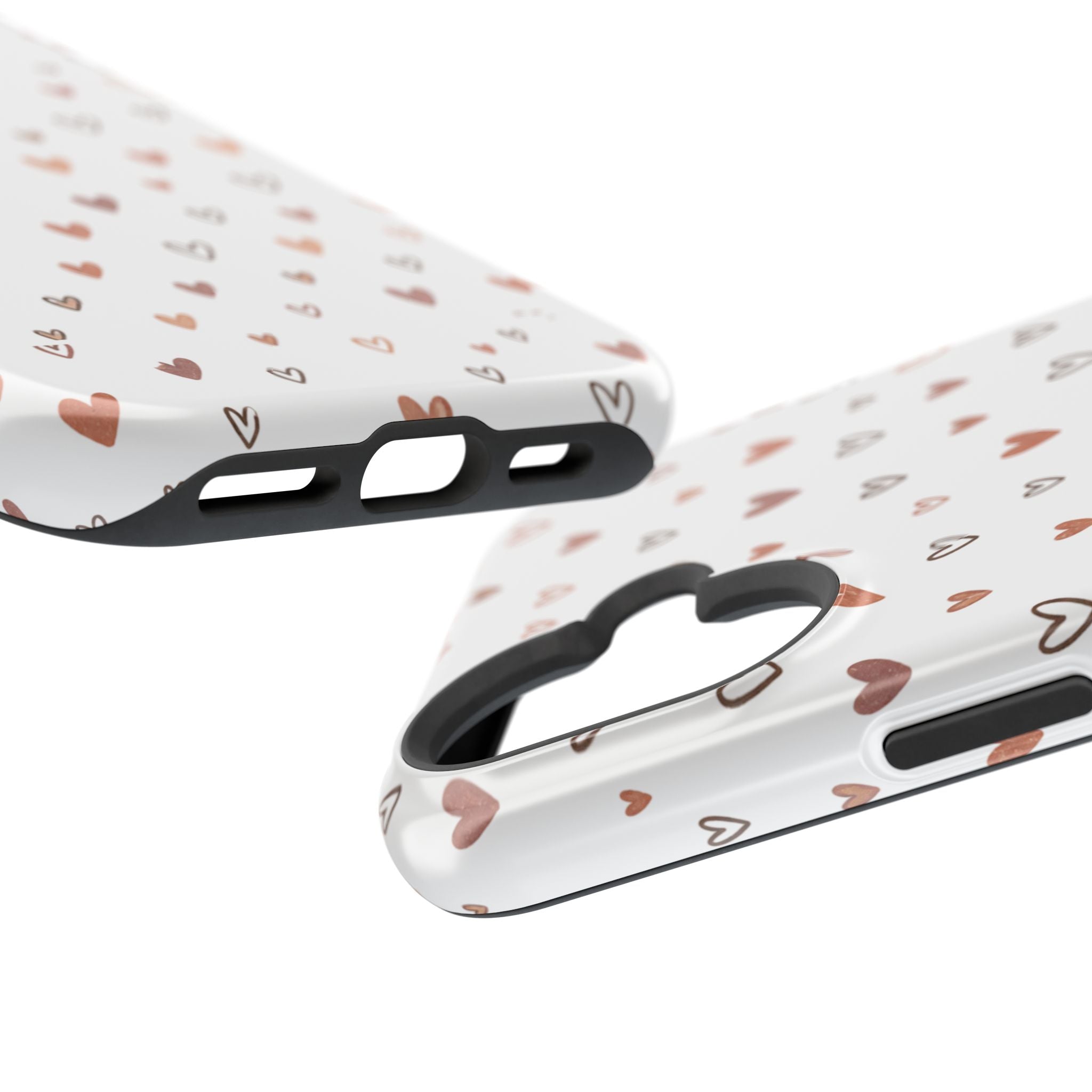 Heart Doodle Impact-Resistant Phone Case — Cute Neutral Tiny Hearts Design