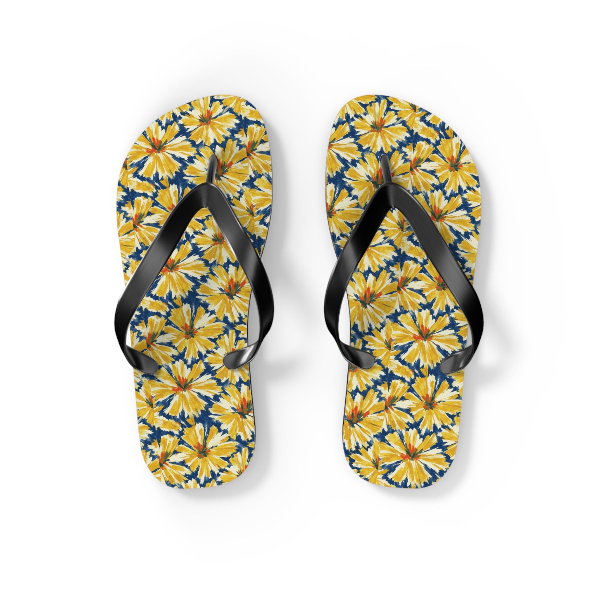Yellow Daisy Flip Flops – Floral Beach Sandals Printify