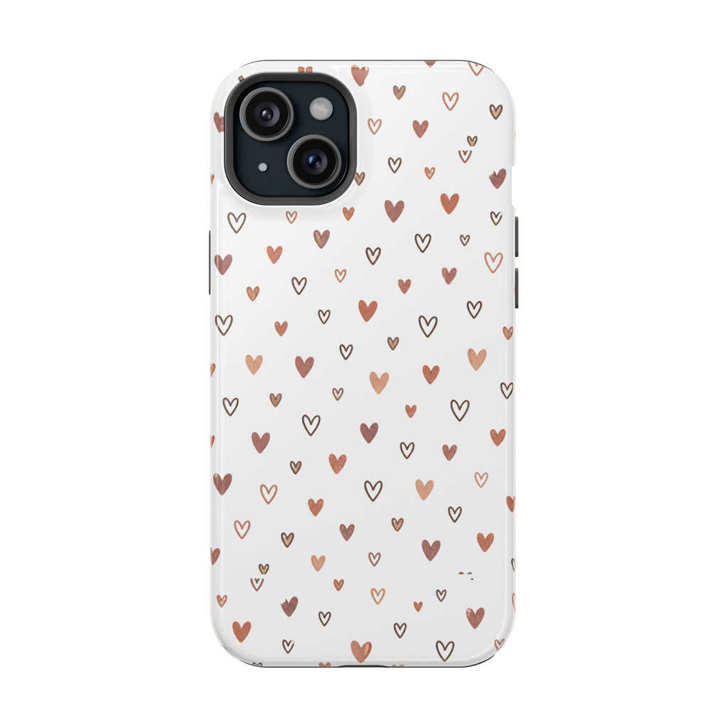Heart Doodle Impact-Resistant Phone Case — Cute Neutral Tiny Hearts Design