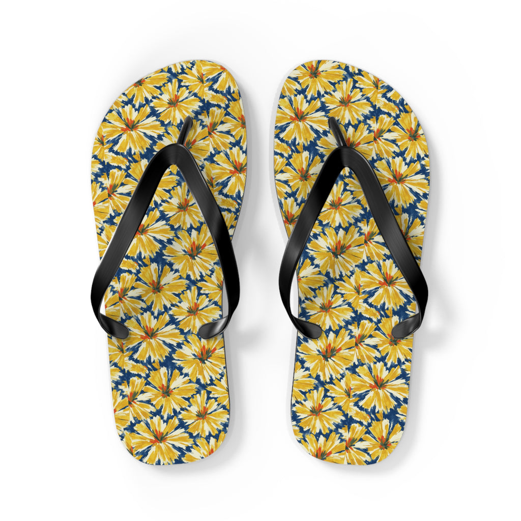 Yellow Daisy Flip Flops – Floral Beach Sandals Printify