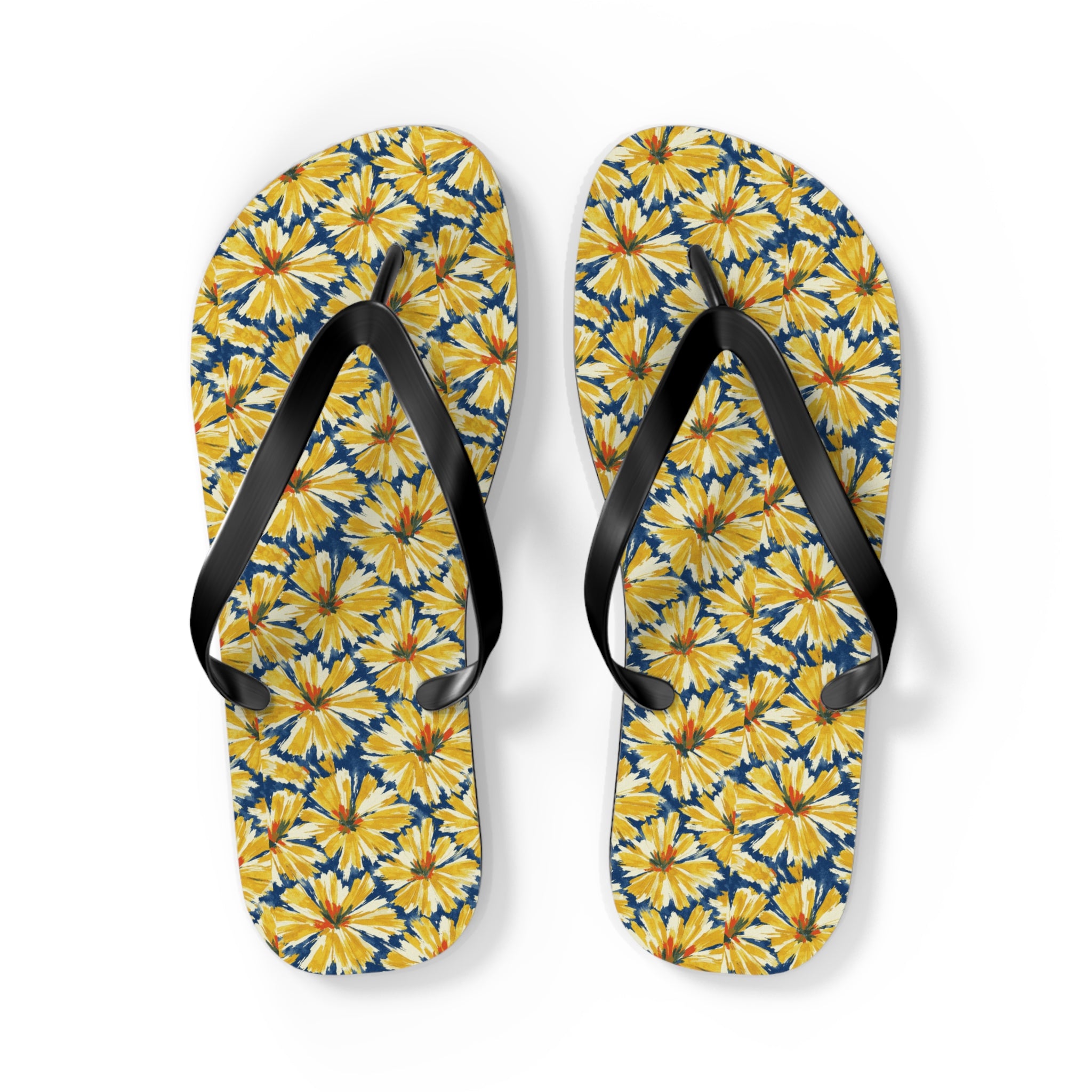 Yellow Daisy Flip Flops – Floral Beach Sandals Printify