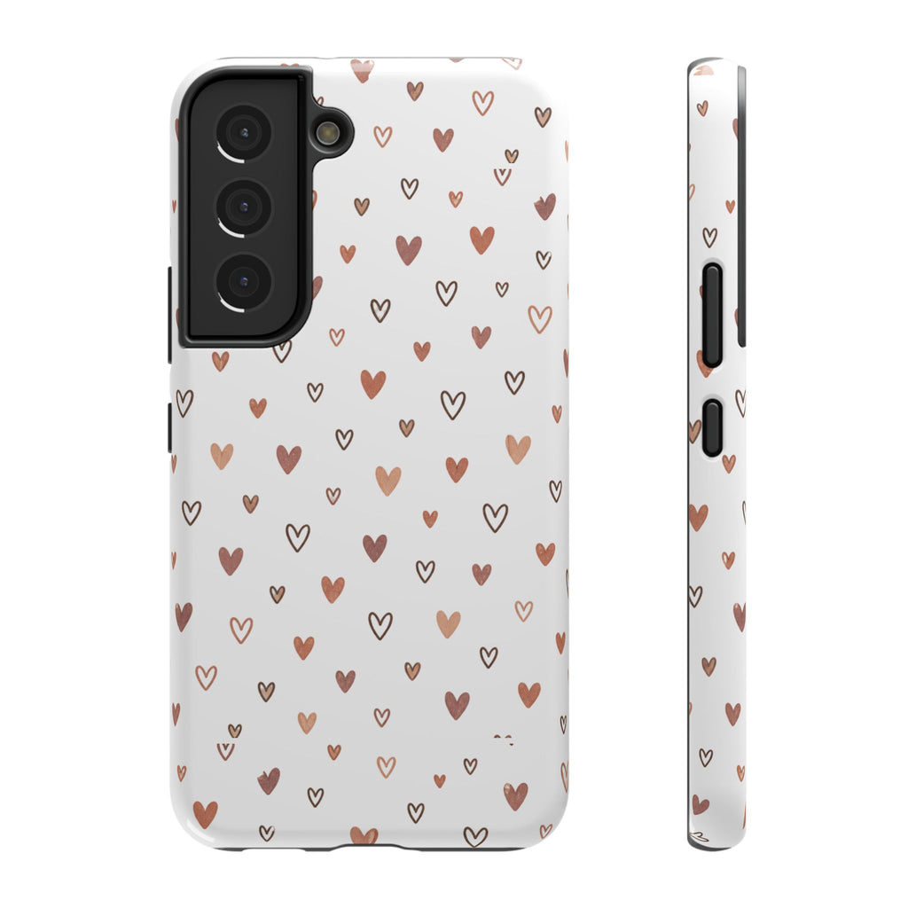 Heart Doodle Impact-Resistant Phone Case — Cute Neutral Tiny Hearts Design