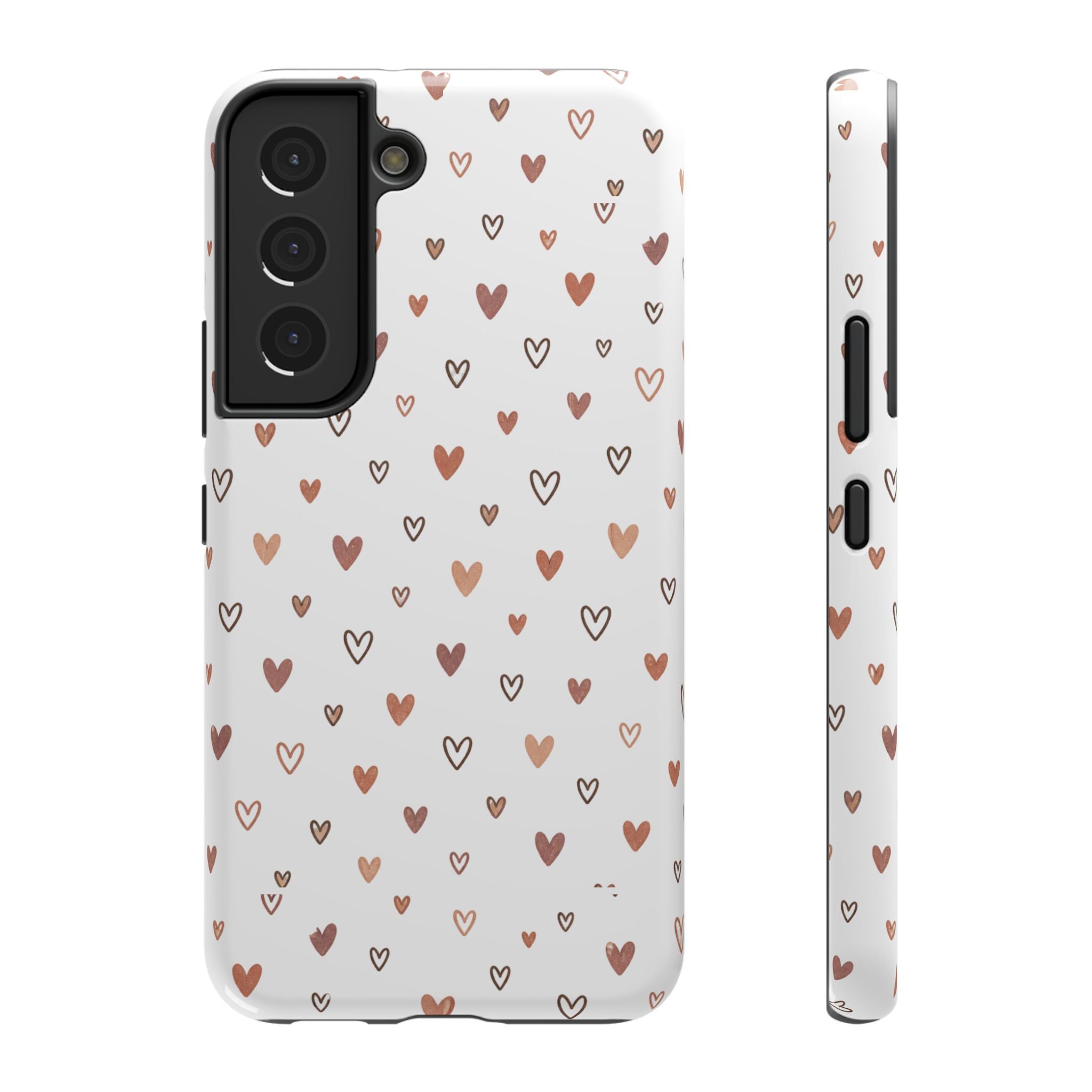 Heart Doodle Impact-Resistant Phone Case — Cute Neutral Tiny Hearts Design