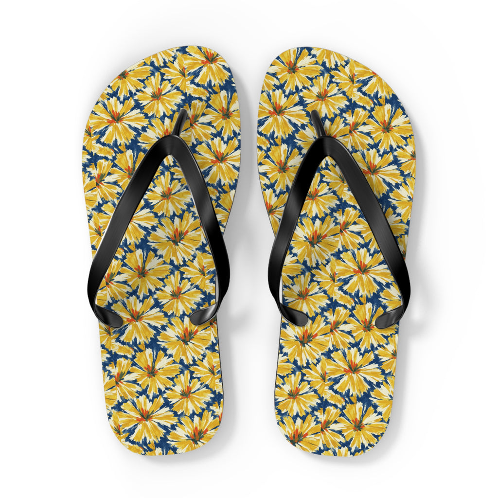 Yellow Daisy Flip Flops – Floral Beach Sandals Printify