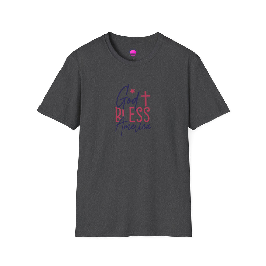 God Bless America Patriotic Christian T-Shirt with Cross