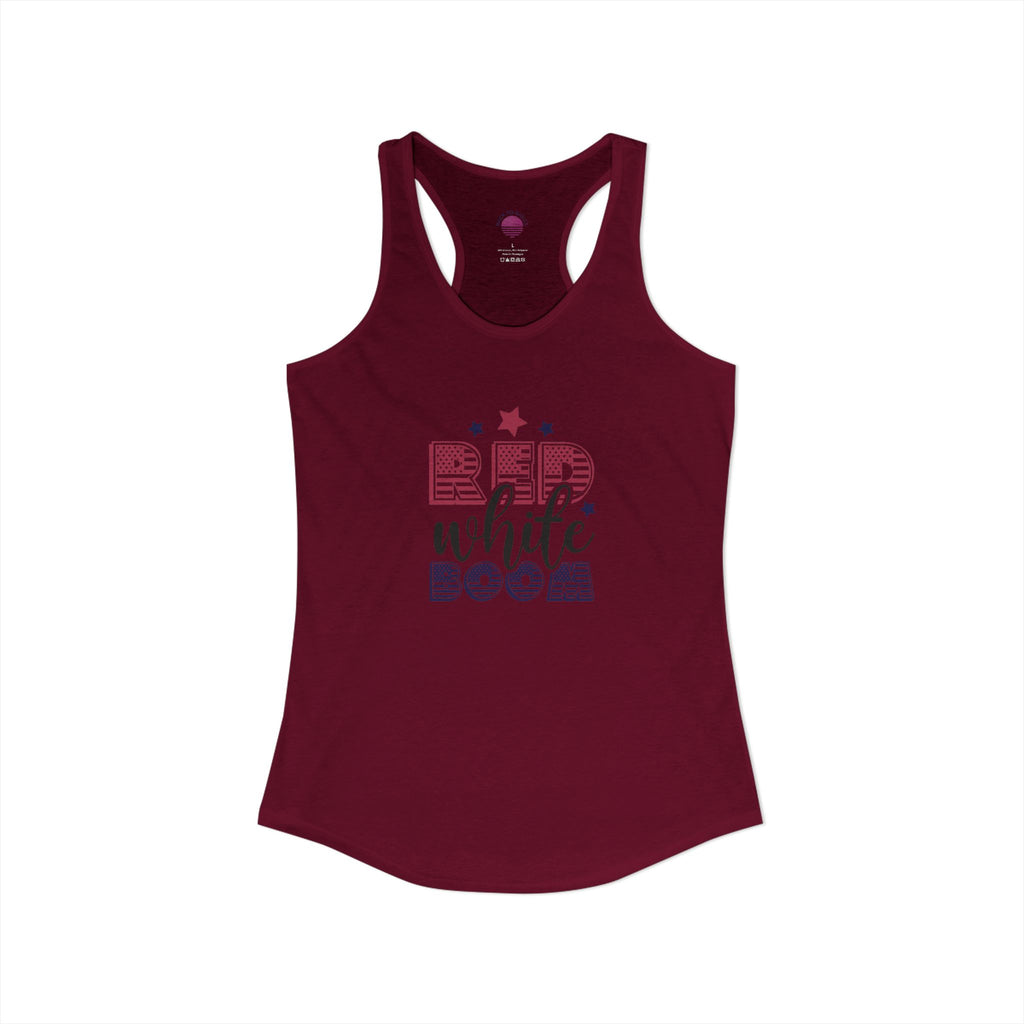 Women's Ideal Racerback Tank — Red, White, and Boom!