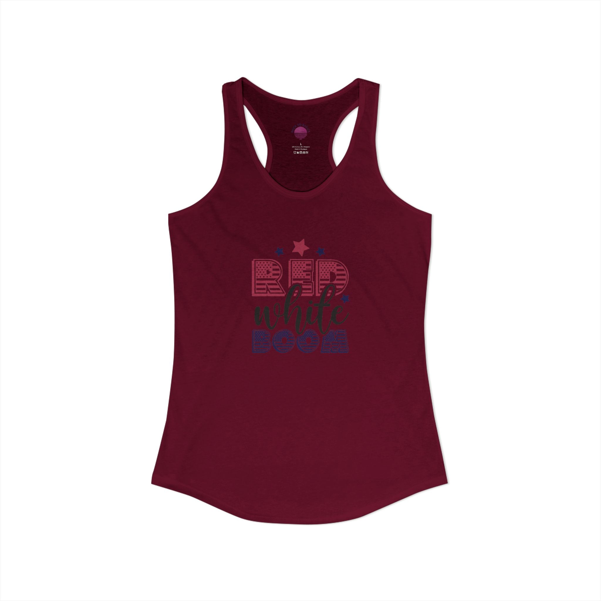 Women's Ideal Racerback Tank — Red, White, and Boom!