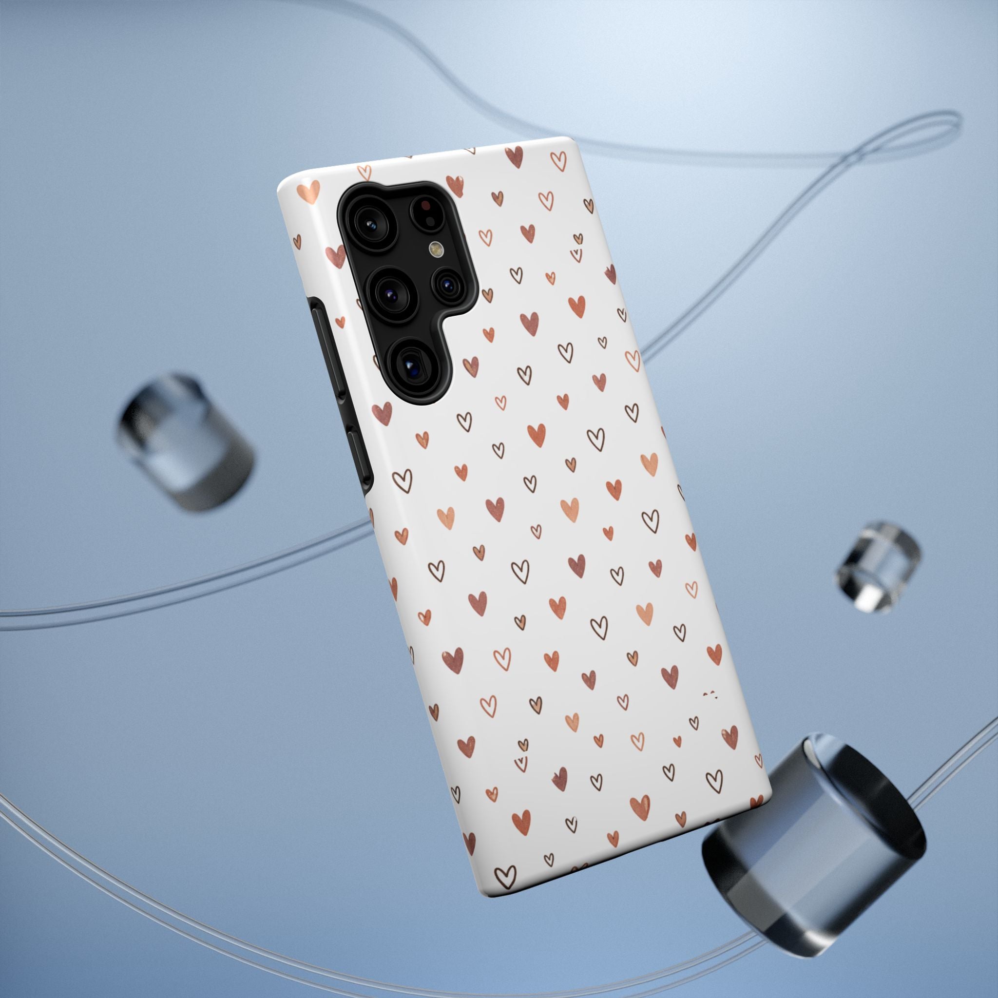 Heart Doodle Impact-Resistant Phone Case — Cute Neutral Tiny Hearts Design