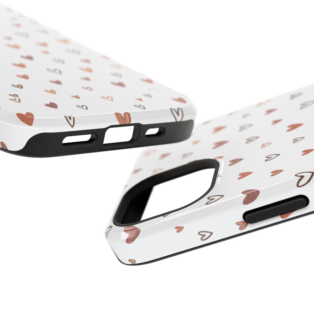 Heart Doodle Impact-Resistant Phone Case — Cute Neutral Tiny Hearts Design