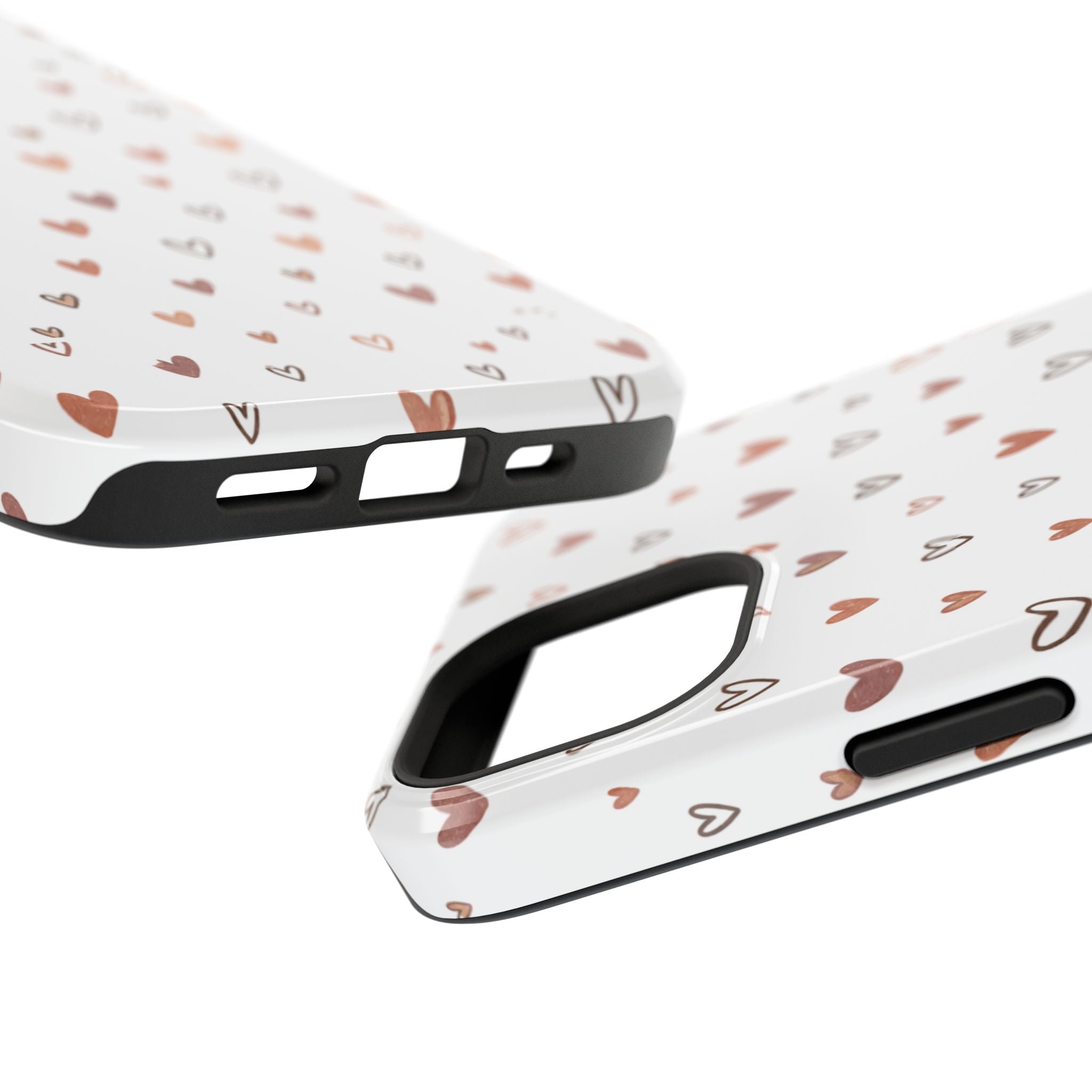 Heart Doodle Impact-Resistant Phone Case — Cute Neutral Tiny Hearts Design