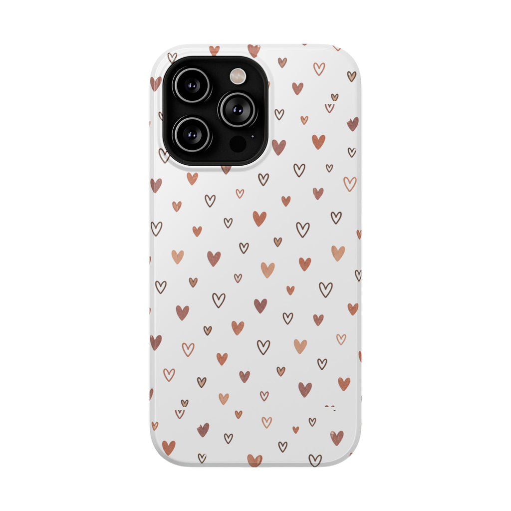 Heart Doodle Impact-Resistant Phone Case — Cute Neutral Tiny Hearts Design