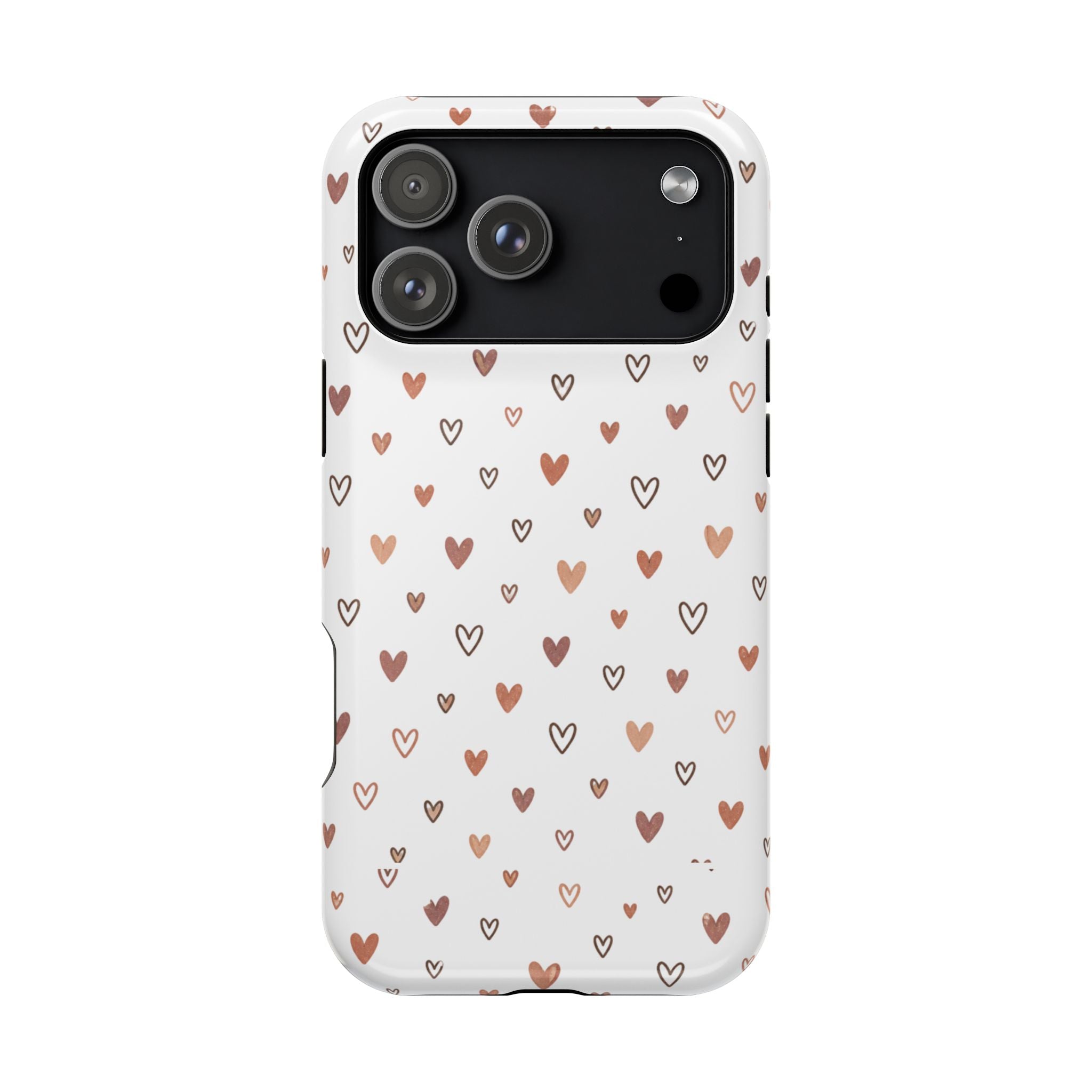 Heart Doodle Impact-Resistant Phone Case — Cute Neutral Tiny Hearts Design