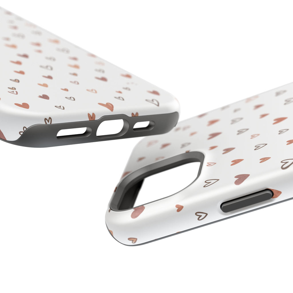 Heart Doodle Impact-Resistant Phone Case — Cute Neutral Tiny Hearts Design