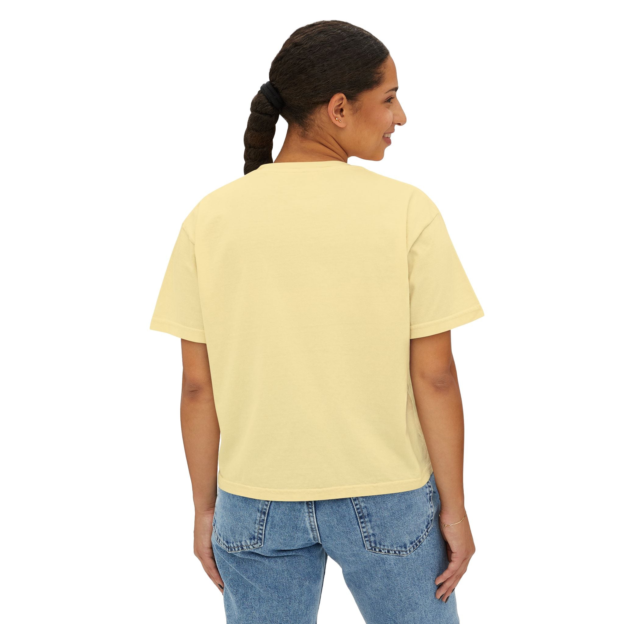 Cute Cosmic Cat Boxy Tee — Women's Graphic T-Shirt